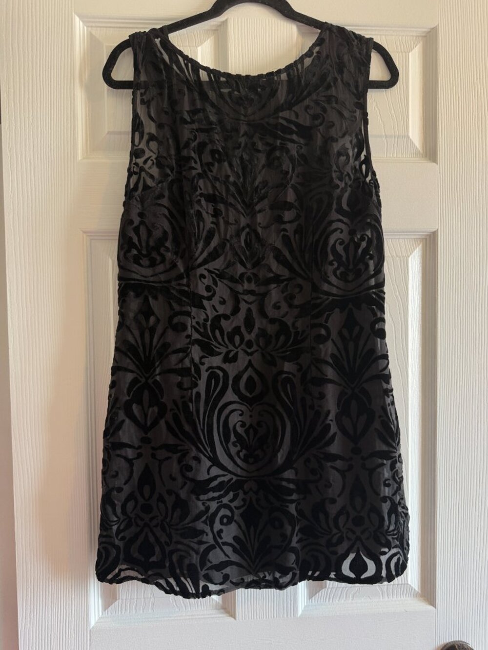 GUESS by Marciano Black Velvet Burnout Sheer Mini Dress Medium